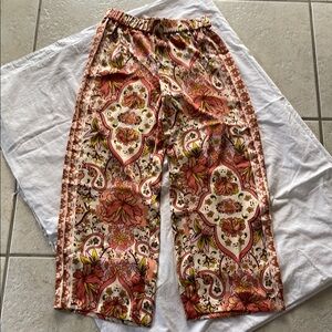 JM Collection Pink and Orange Wide Leg Jumpsuit with Bohemian Flair